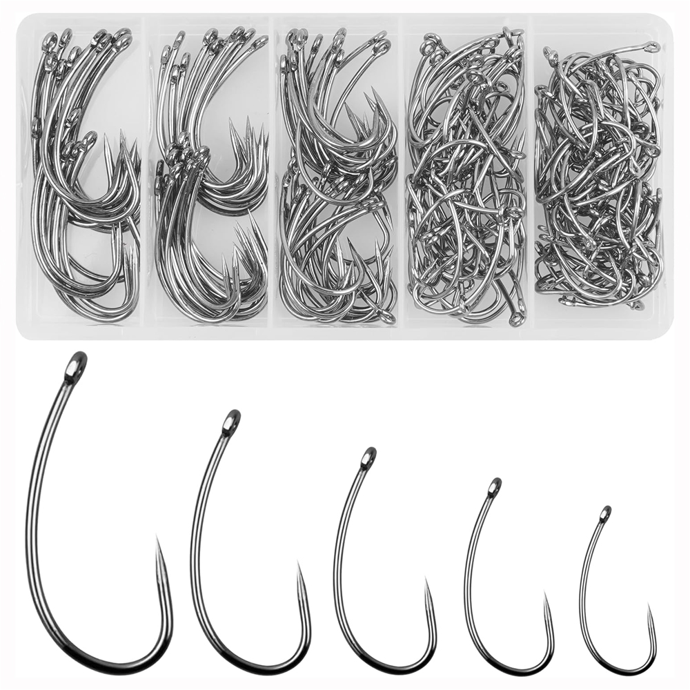Fishing Hook Circle - 180 Stück Barbless Angelhaken Kit Karpfen