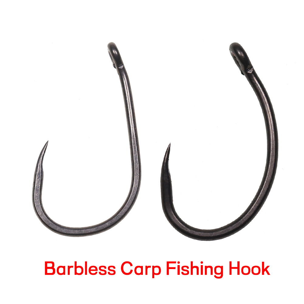 Fishing Hook Barbless - 50 Stück Mattschwarze Karpfenangelhaken ohne Widerhaken,