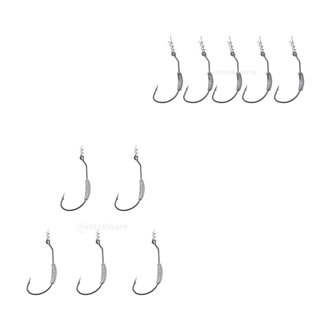 Fishing Hook Weedless - Gewichteter Twistlock-Haken aus Hochkarbon-Stahl, Unkrautfreier Feder-Angelhaken-Set,