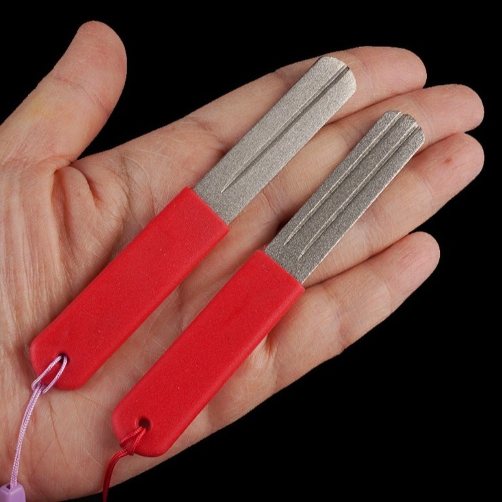 Fishing Hook Sharpener - 1 Stück Doppelseitiger Angelhakenschärfer mit Diamantstein,