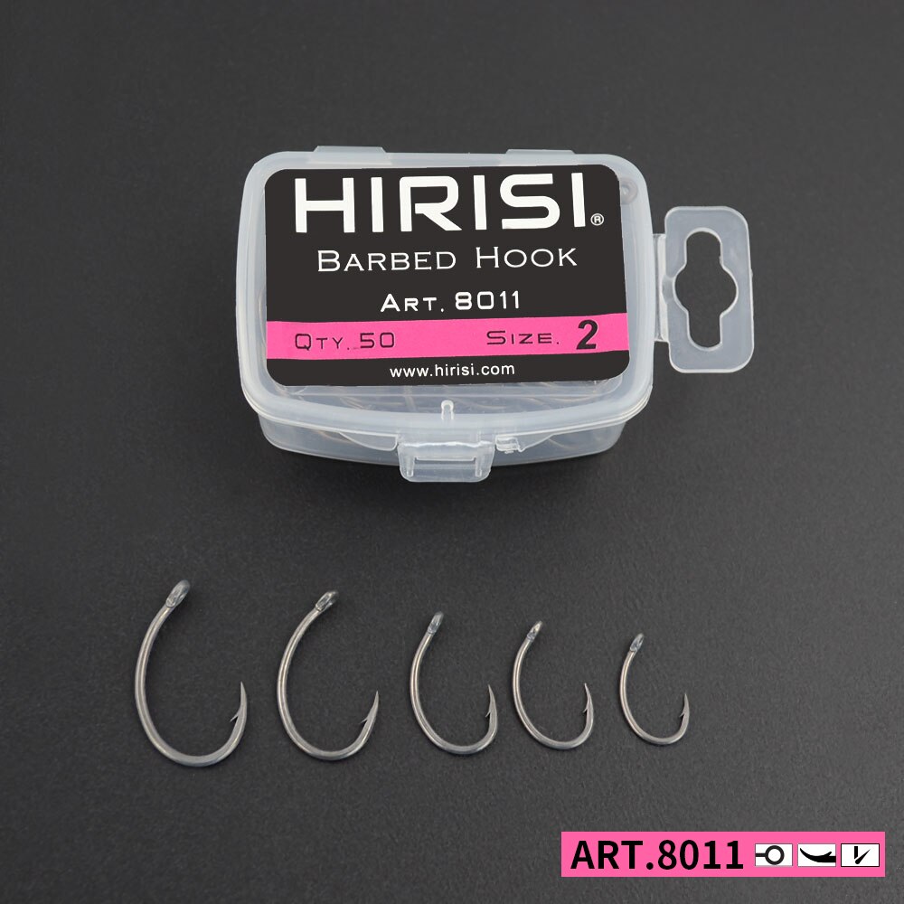 Fishing Hook Assortment - Hirisi Karpfen-Angelhaken, 50 Stück, PTFE-Beschichtung, Widerhaken