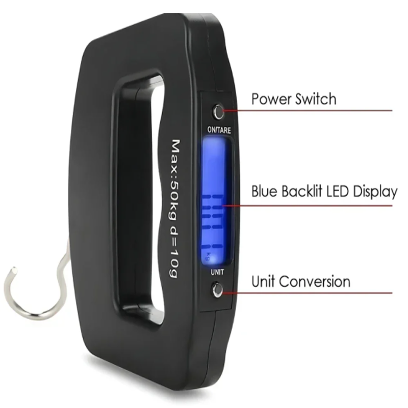 Fishing Hook - 50kg/10g Reisegepäckwaage Tragbare Elektronische Handwaage mit