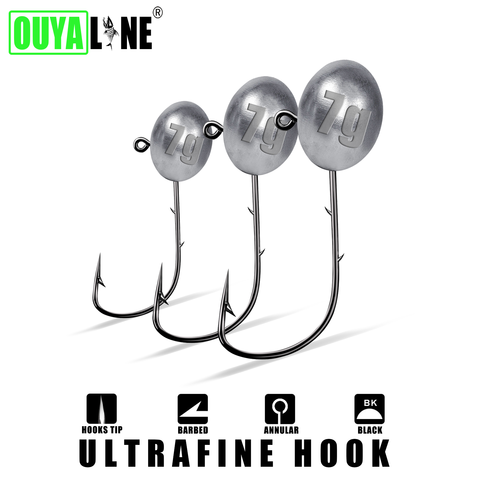 Fishing Hook Offset - Jig Kopf Haken 1X Rockfish Ajing