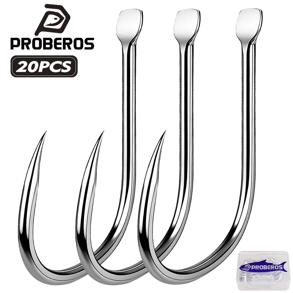 Fishing Hook Circle - Proberos 20 Stück/Box Hochkarbon-Stahl Gebogene Widerhaken-Angelhaken,