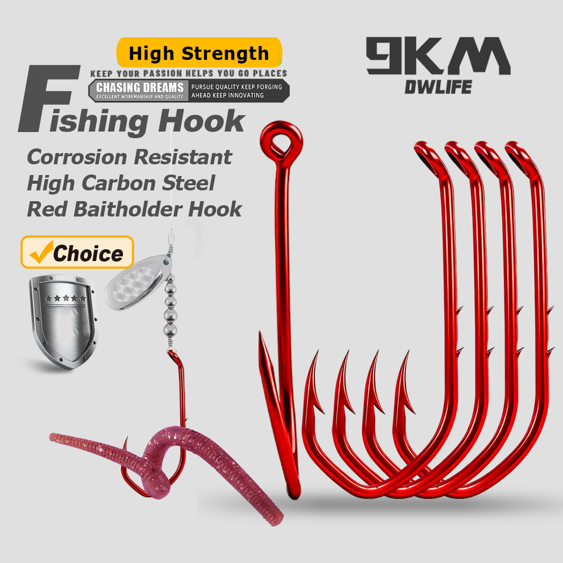 Fishing Hook Circle - 9KM Köderhalter-Haken 50-100 Stück Rote Angelhaken