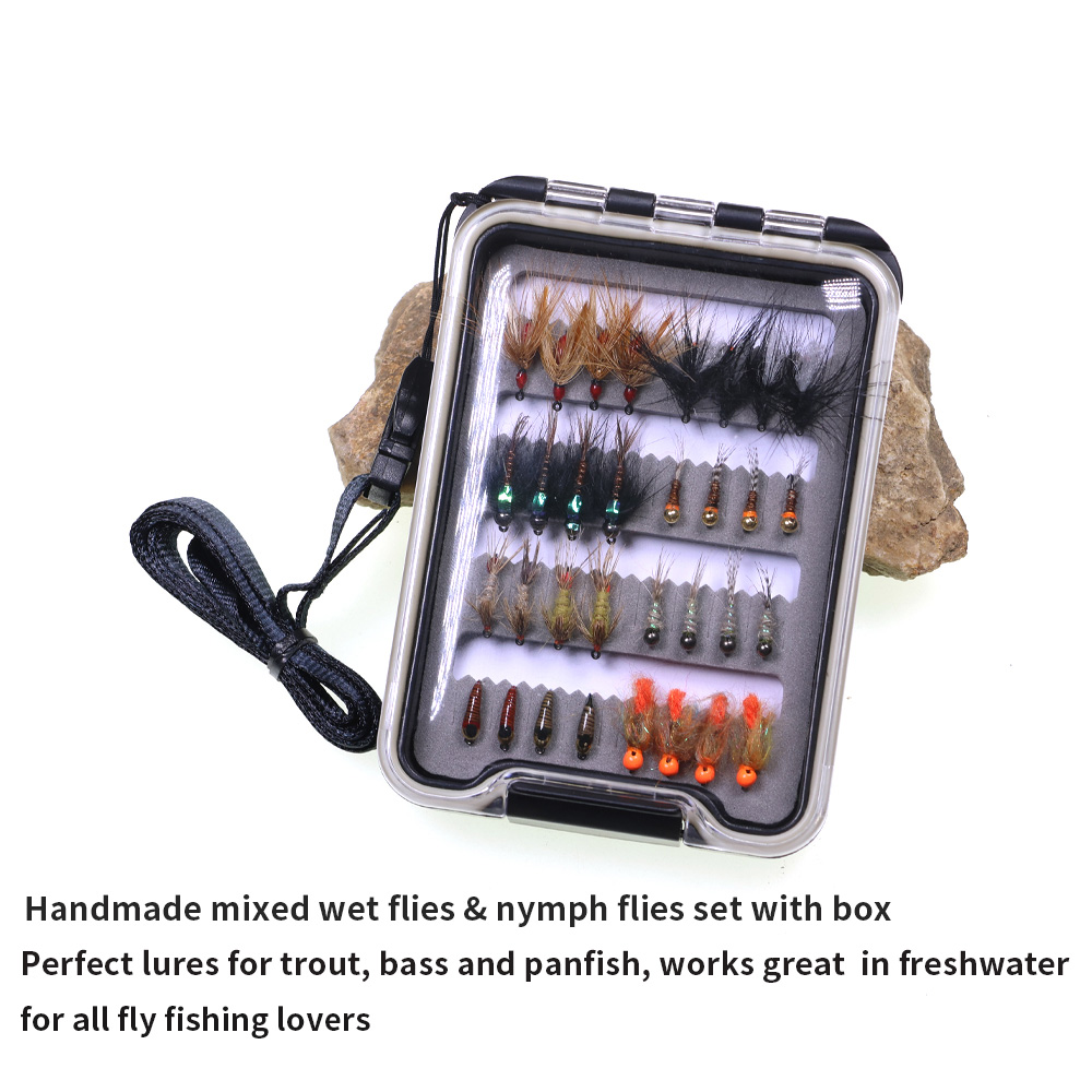 32-teiliges Nymphen-Fliegen-Se – Fishing Hook Barbless Bewertung und Preis