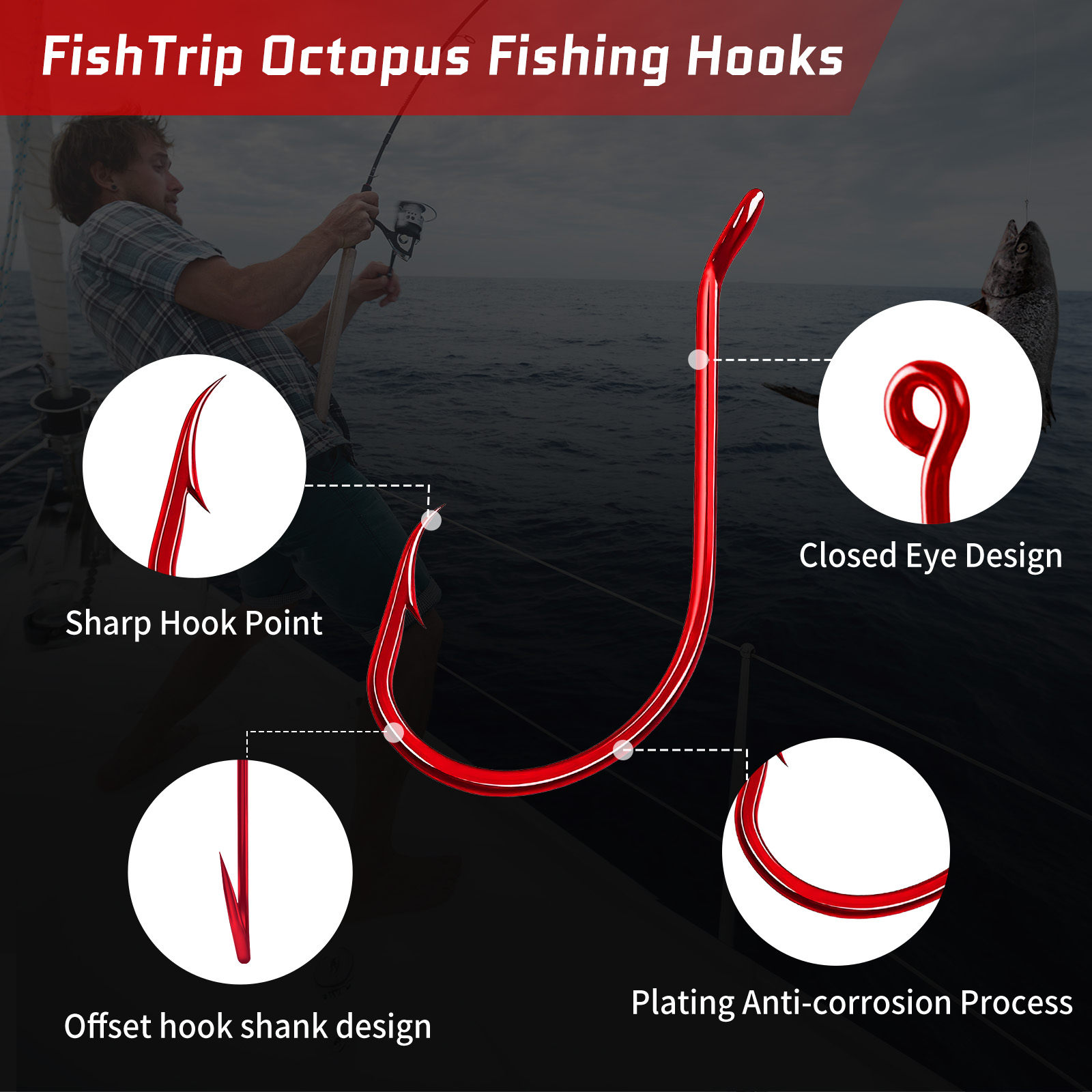 9 km 100 Stück Oktopus-Haken,  – Fishing Hook Circle Bewertung und Preis