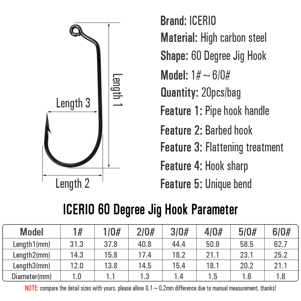 ICERIO 20 Stück 60 Grad Jig-Ha – Fishing Hook Barbless Bewertung und Preis