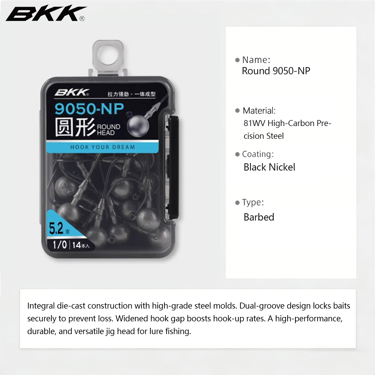 BKK 9050-NP Jigkopfhaken, rund – Fishing Hook Weedless Bewertung und Preis