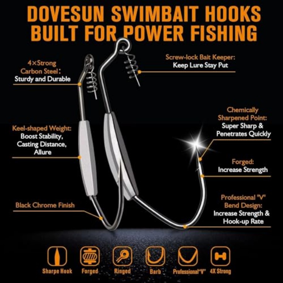 12/44 Stück gewichtete Swimbai – Fishing Hook Weedless Bewertung und Preis